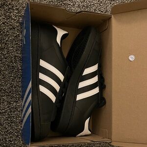 Adidas Men's Black Sneakers with White Stripes
